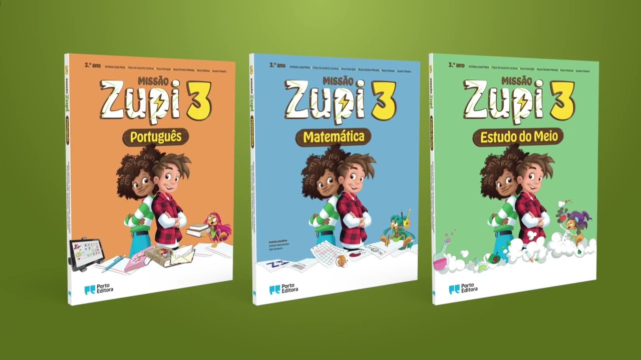 Capa de LP, Mat e E. Meio — Missão ZUPI 3 + Fichas + Caderno de Estudo em Casa